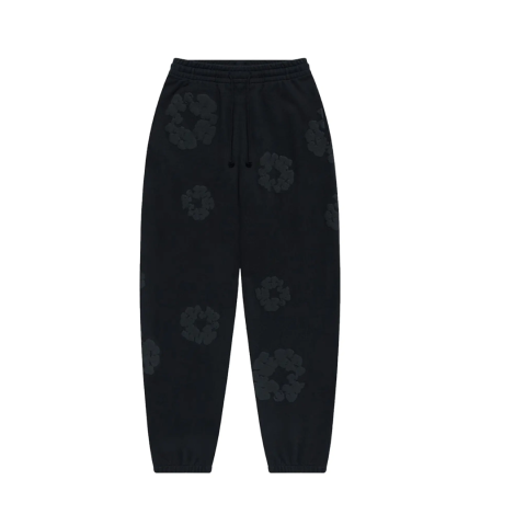 Denim Tears Cotton Wreath Sweatpants Black Monochrome