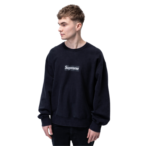 SUPREME WASHED BOX LOGO CREWNECK BLACK