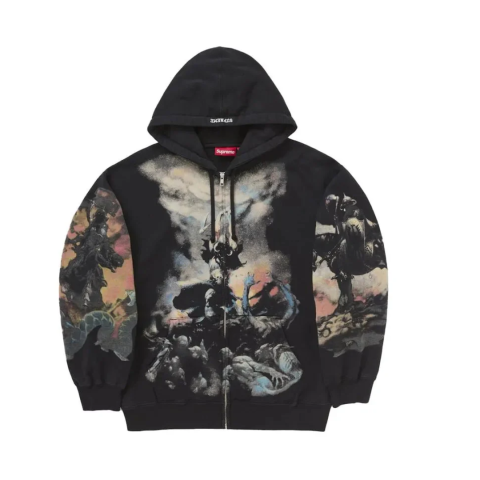 Supreme Frazetta Zip Up Hooded Sweatshirt Black