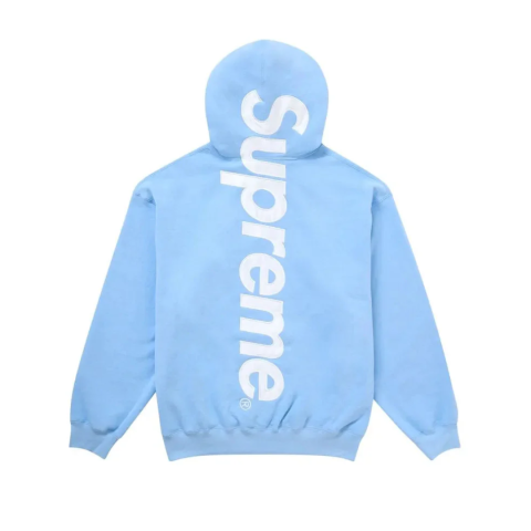 Supreme Satin Applique Hooded Sweatshirt FW24 Light Blue