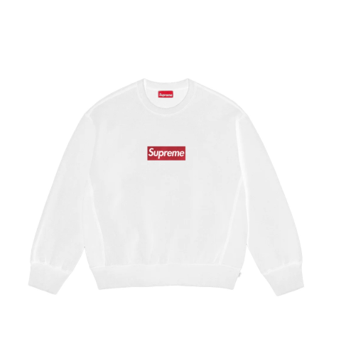 SUPREME WASHED BOX LOGO CREWNECK WHITE