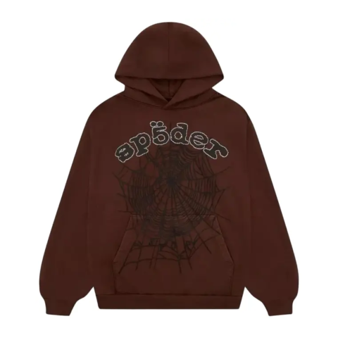 Bluza Sp5der x Travis Scott ComplexCon Exclusive Rhinestone Web Hoodie 'Brown'