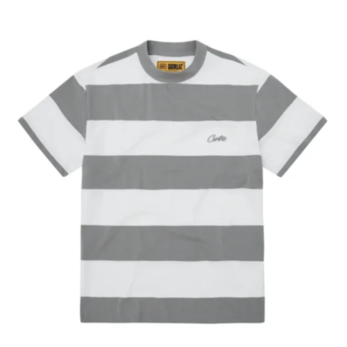 Corteiz Stripped Tee Grey/White