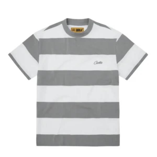 Corteiz Stripped Tee Grey/White