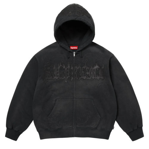 Bluza Supreme Leather Appliqué Zip Up Hooded Sweatshirt