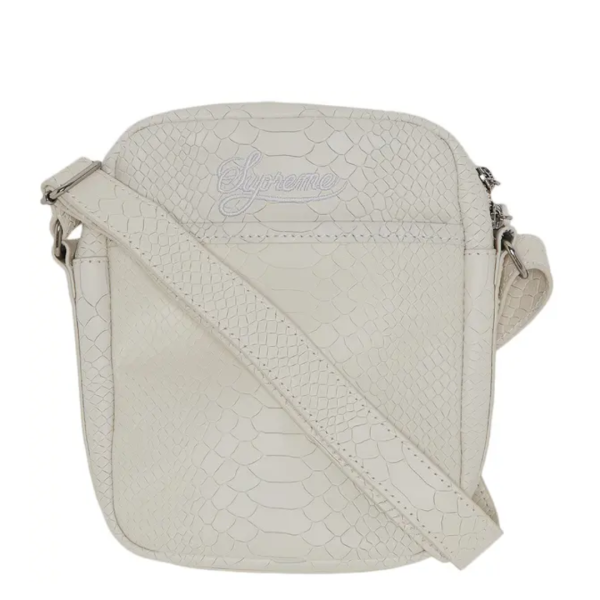 Supreme White Leather Shoulderbag Snakeskin