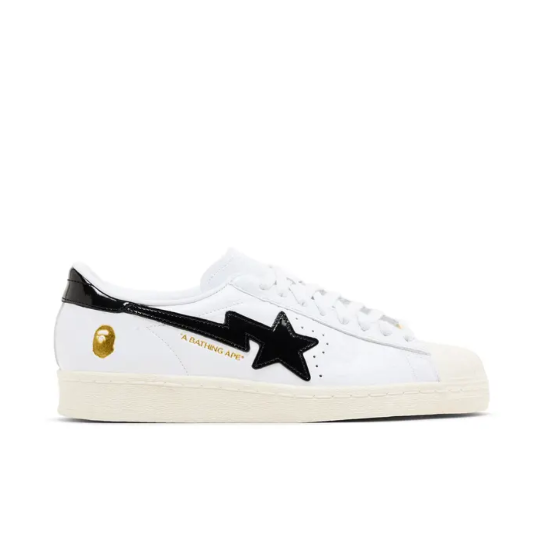 BAPE × adidas Superstar Adidas x Bape Superstar 80s White and Black GZ8980 A Bathing