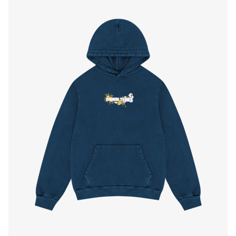 DENIM TEARS Embroidered Floral Hoodie Navy