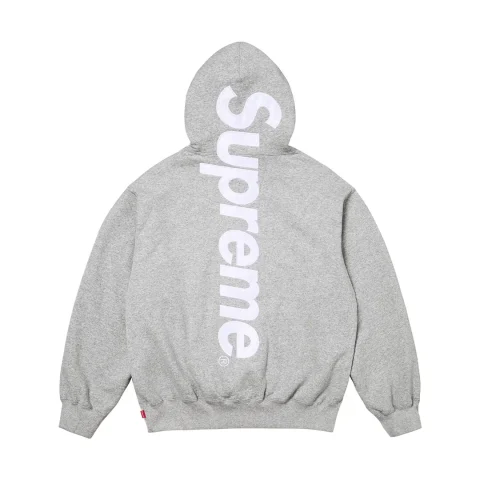 Supreme Satin Appliqué Hooded Sweatshirt 'Heather Grey'