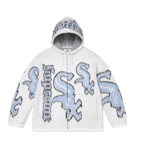 Supreme x Chicago White Sox Zip Up Hooded Sweater White