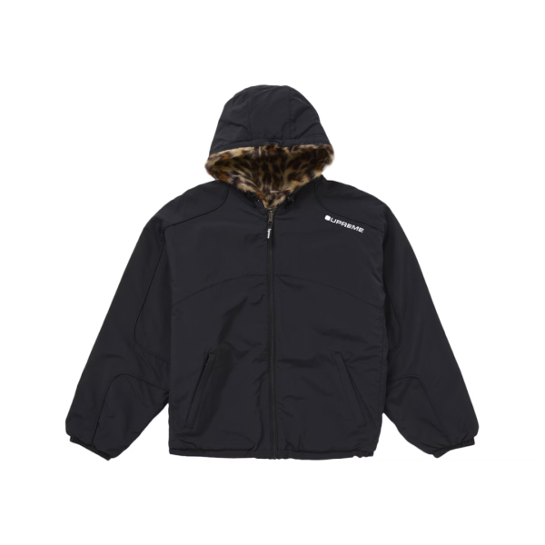 Supreme Faux Fur Reversible Hooded Track Jacket Black