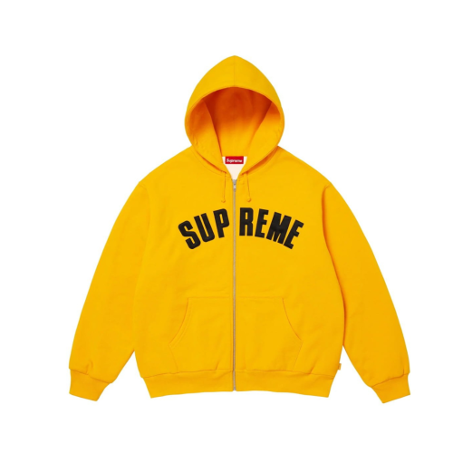 Supreme Arc Thermal Lined Zip Up Hooded Sweatshirt Bright Gold