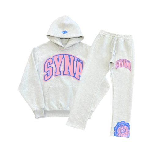 Syna World College Hood Tracksuit  Grey/Pink