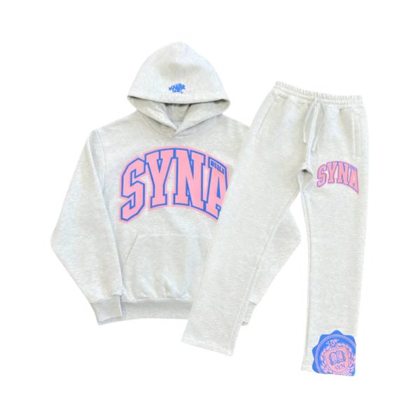 Syna World College Hood Tracksuit  Grey/Pink
