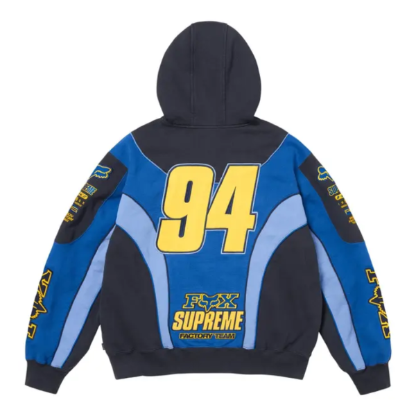 Supreme x Fox Racing Zip Up Hooded Sweatshirt Navy
