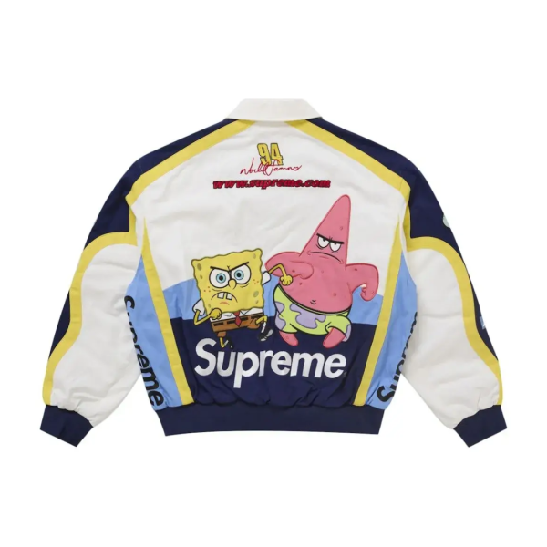 Supreme SpongeBob SquarePants Jeff Hamilton Racing Jacket White