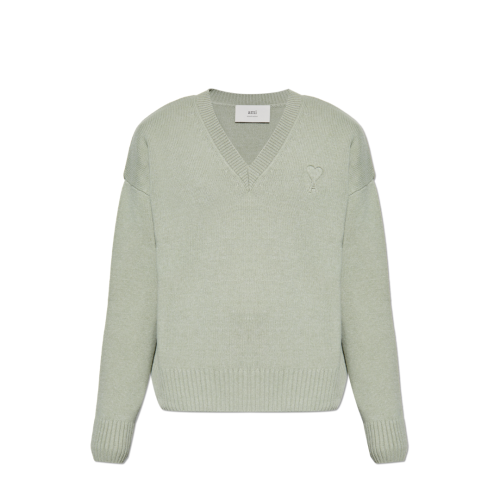 AMI Paris EMBOSSED AMI DE COEUR V NECK SWEATER
