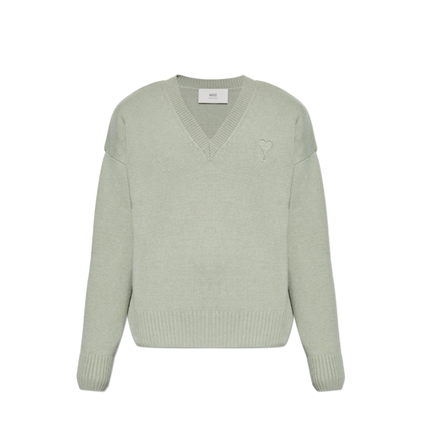 AMI Paris EMBOSSED AMI DE COEUR V NECK SWEATER
