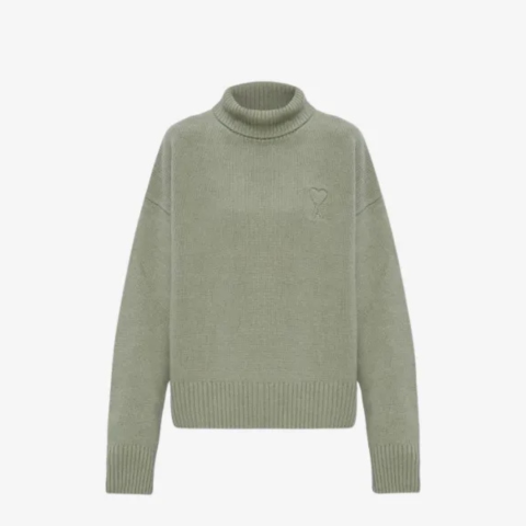 AMI DE EMBOSSED COEUR FUNNEL NECK SWEATER