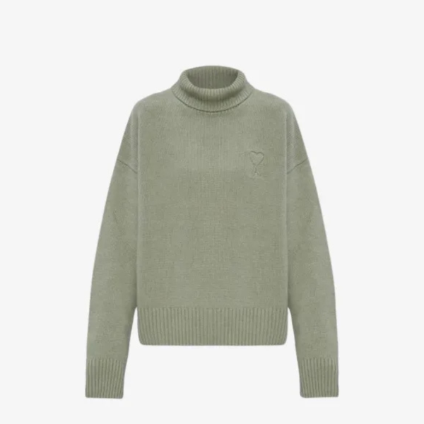 AMI DE EMBOSSED COEUR FUNNEL NECK SWEATER
