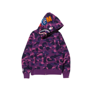 BAPE Color Camo Shark Full Zip Hoodie Purple