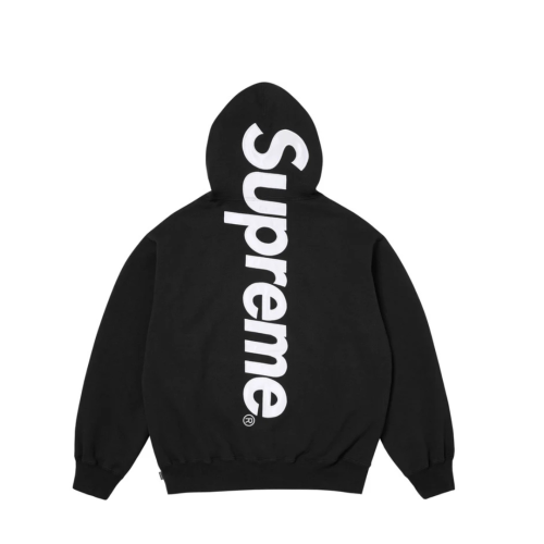Supreme Satin Appliqué Hooded Sweatshirt Black