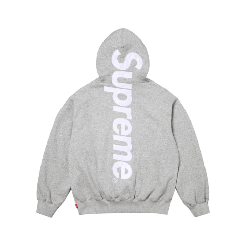 Supreme Satin Appliqué Hooded Sweatshirt Grey
