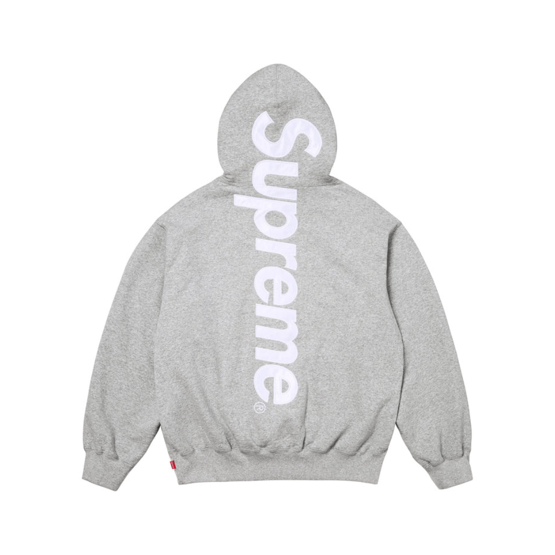 トップス Supreme Satin Applique Hooded Sweatshirt Supreme Satin Appliqué Hooded Sweatshirt Grey – KicksZone
