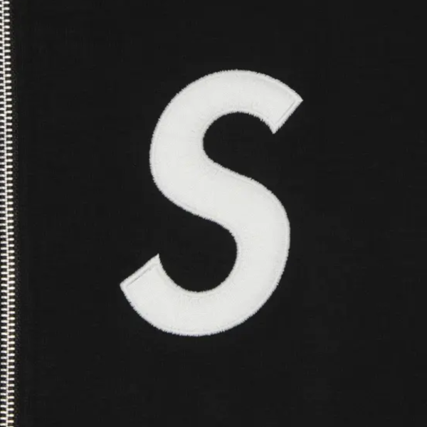 Supreme S Logo Zip Up Hooded Sweatshirt Black