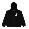 Supreme S Logo Zip Up Hooded Sweatshirt Black