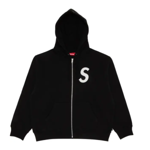 Supreme S Logo Zip Up Hooded Sweatshirt Black