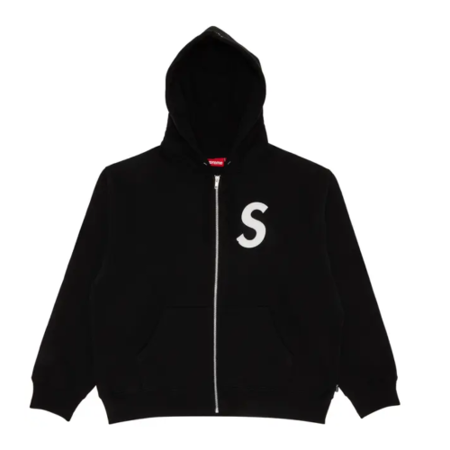 Supreme S Logo Zip Up Hooded Sweatshirt Black