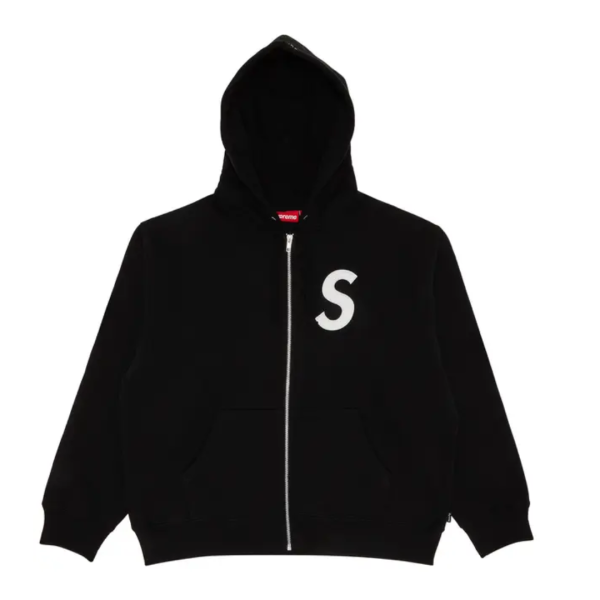 Supreme S Logo Zip Up Hooded Sweatshirt Black