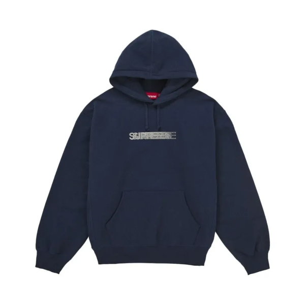 Supreme Swarovski Motion Logo Hooded Sweatshirt Navy