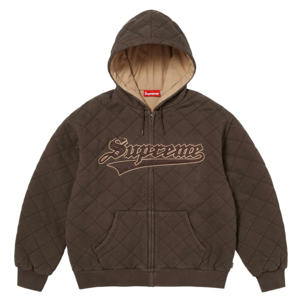 Kurtka Supreme Quilted Zip Up Hooded Sweatshirt