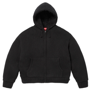 Bluza Supreme Faux Shearling Lined Zip Up Hooded Sweater