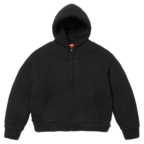 Bluza Supreme Faux Shearling Lined Zip Up Hooded Sweater