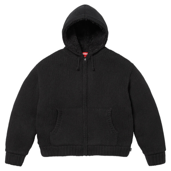 Bluza Supreme Faux Shearling Lined Zip Up Hooded Sweater