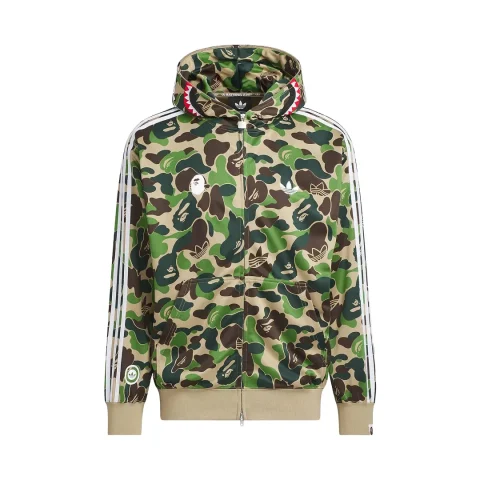 Adidas x BAPE Shark Track Hoodie Jacket 'Crew Green'