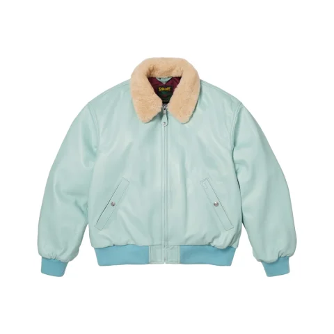 Supreme x Schott Shearling Collar Bomber Jacket 'Light Blue'