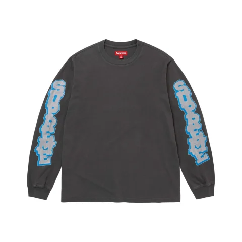 Supreme Cracked Sleeve Longsleeve Top 'Washed Black'