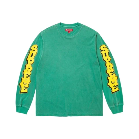 Supreme Cracked Sleeve Longsleeve Top 'Washed Green'