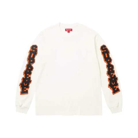 Supreme Cracked Sleeve Longsleeve Top 'Washed White'