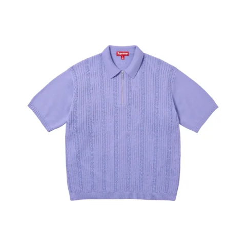Supreme Beaded Zip S/S Polo Sweater 'Lavender'