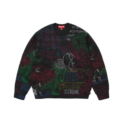 Supreme Collage Embroidered Sweater 'Black'