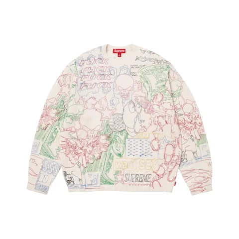 Supreme Collage Embroidered Sweater 'White'