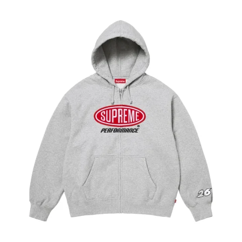 Supreme Performance Zip Up Hooded Sweatshirt 'Heather Grey'