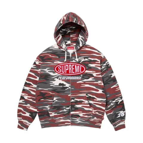 Supreme Performance Zip Up Hooded Sweatshirt 'Red Camo'