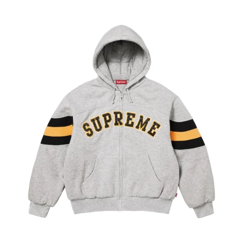 Supreme Filled Zip Up Hooded Sweatshirt 'Heather Grey'