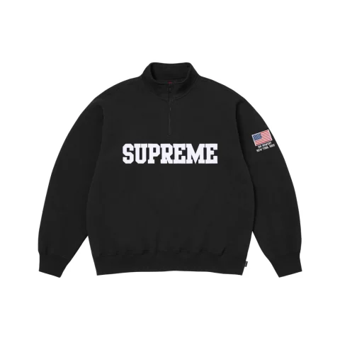 Supreme Shop Flag Half Zip Pullover 'Black New York'